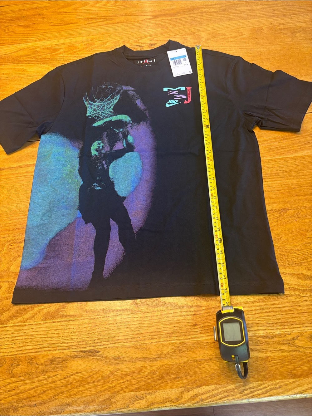 Nike Black Jordan T-Shirt with Purple & Teal Dunk Graphic NWT - Picture 7 of 9